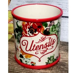 The Red Pioneer Woman Large Utensil Crock Holder Country‎ Garden NWOT